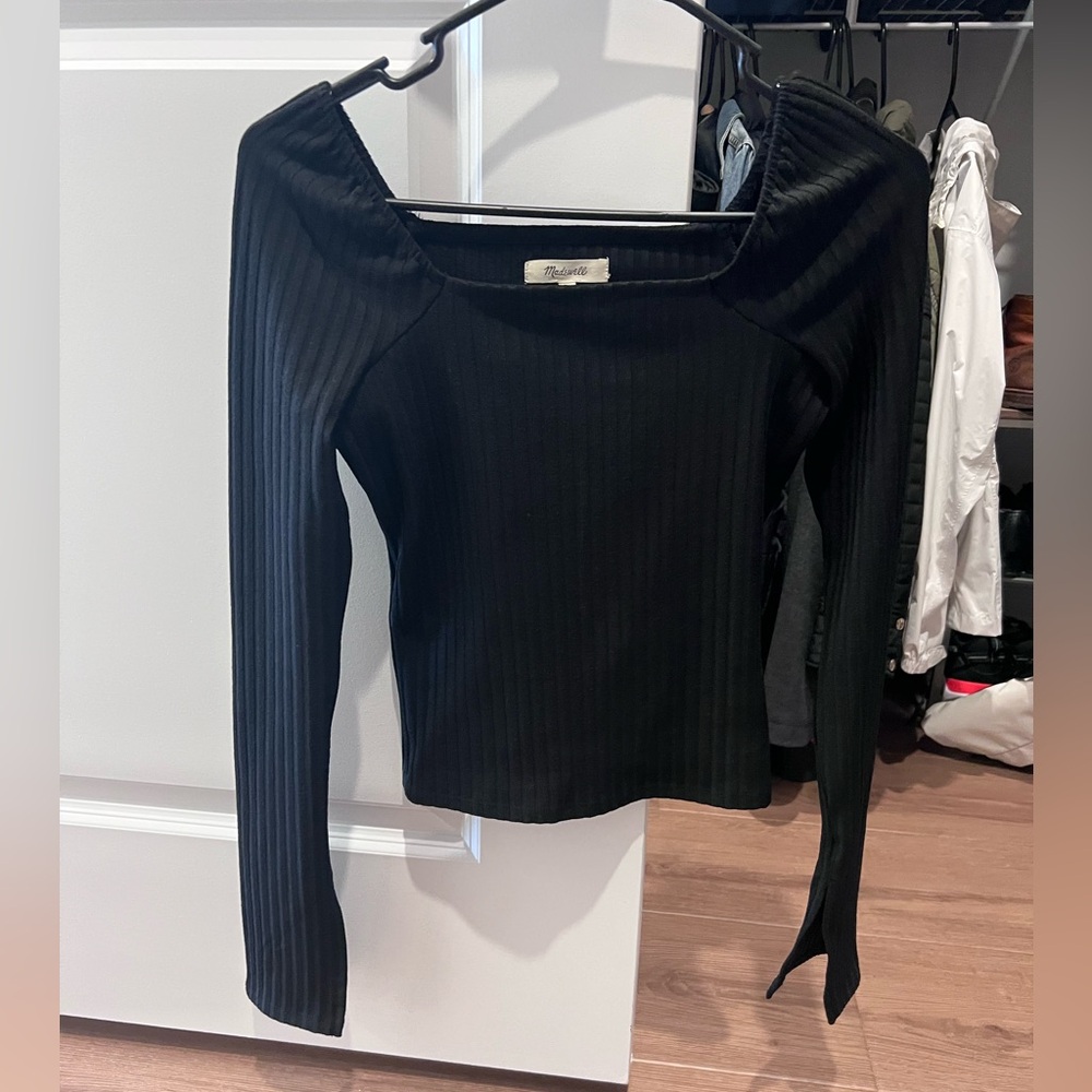 Madewell ribbed square neck long sleeve tee